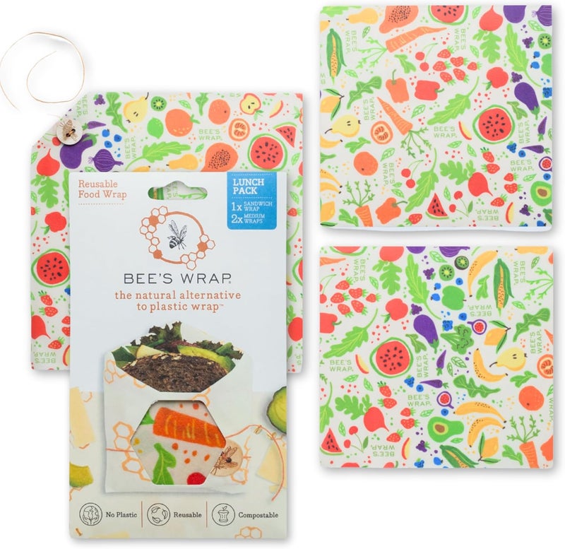 Bee's Wrap Beeswax Wraps for Food - Garden Party 3 Pack (2M 1 Sandwich) Made in USA Reusable & Organic Food Wraps, Sandwich Wrap - Eco-Friendly Alternative to Aluminum Foil & Plastic Wrap - Image 1